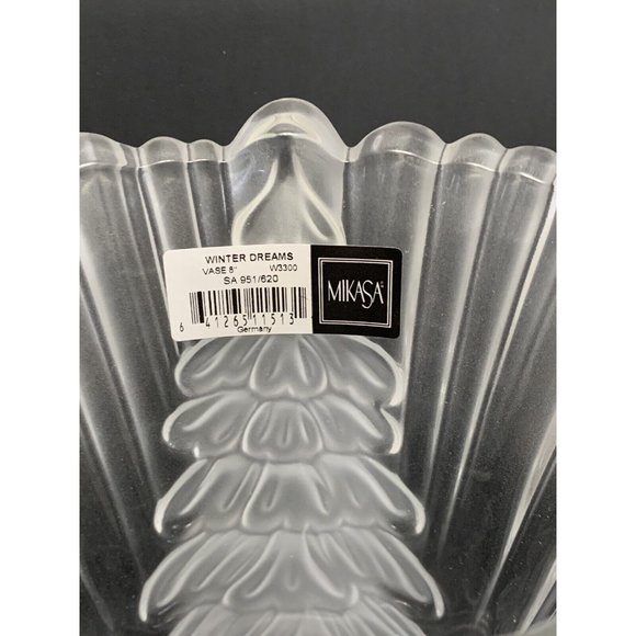 Mikasa Glass Holiday Vase Christmas Tree Winter Dreams Frosted 8 Inch Gift - Picture 7 of 9